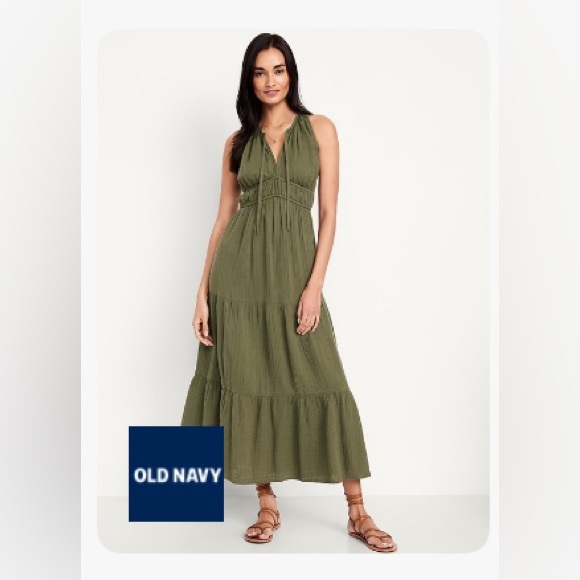 old navy fit & flare crinkle gauze maxi dress Fit & Flare Crinkle Gauze Maxi Dress